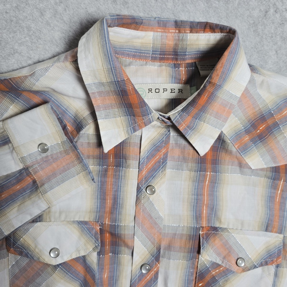 Roper Shirt Size Mens Small Pearl Snap Western Plaid Long Sleeve Cowboy Pockets
